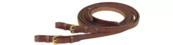 Tory Leather Single Ply Split Rein - Brass Buckle Bit Ends
