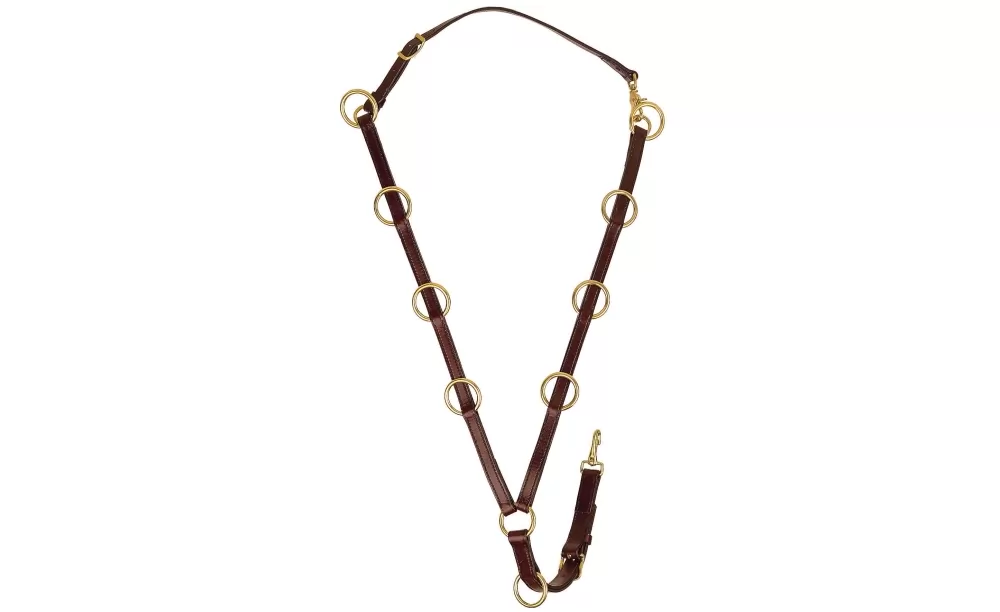 Tory Leather English Bridle Leather 10 Ring Martingale - Brass Hardware