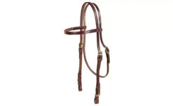 Tory Leather Brow Band Headstall - Brass Buckle Bit Ends