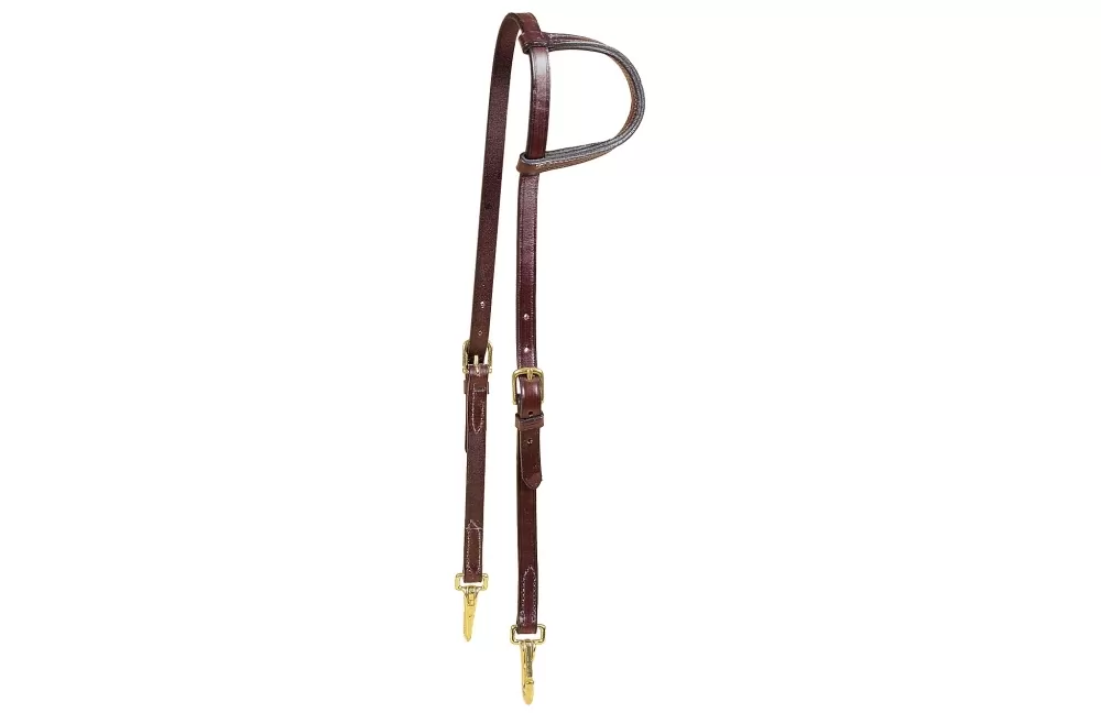 Tory Leather Slip Ear Training Headstall - Brass Snap Bit Ends