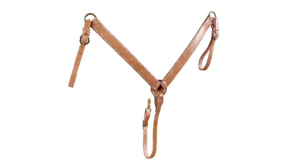 Tory Leather Double & Stitched Breast Strap - Brass Hardware