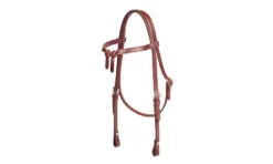 Tory Leather Brow Knot Double & Stitched Bridle Leather Headstall