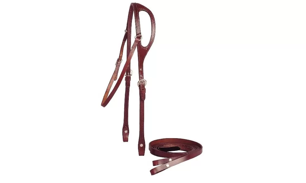 Tory Leather 5/8" Shaped Ear Headstall & Single Ply Reins - Image 5