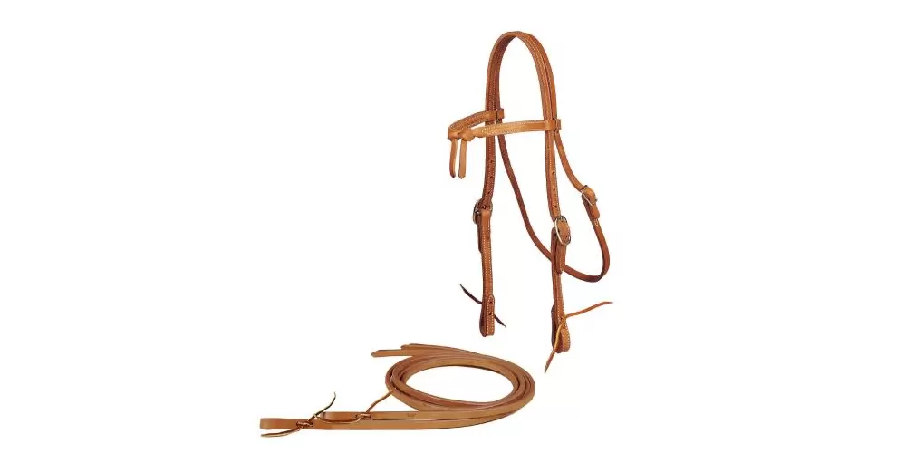 Tory Leather Brow Knot Headstall & Reins - Tie Bit Ends