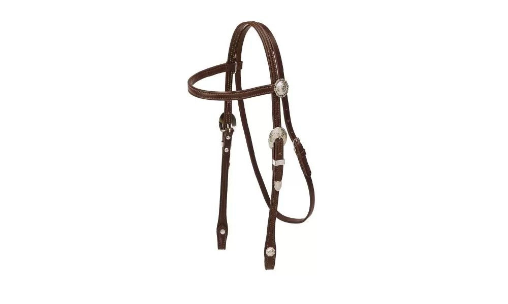 Tory Leather Pony Browband Headstall - Silver Buckles & Conchos
