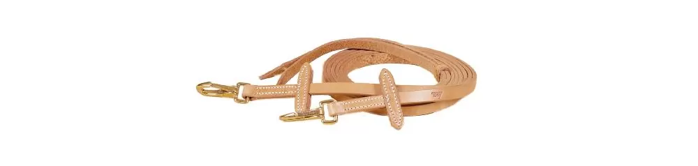 Tory Leather Single Ply Bit Stop Reins - Brass Snaps