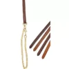 Tory Leather 3/4" Double & Stitched Lead - Brass Plated Chain