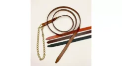 Tory Leather Single Ply Lead With Brass Plated Chain