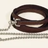 Tory Leather Single Ply Lead With Nickel Plated Chain