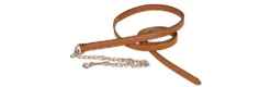 Tory Leather Partial Double & Stitched Lead - Nickel Plated Chain