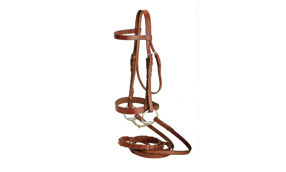 Tory Leather Heavy Duty Fox Hunt Bridle With Laced Reins & Hook & Stud Ends