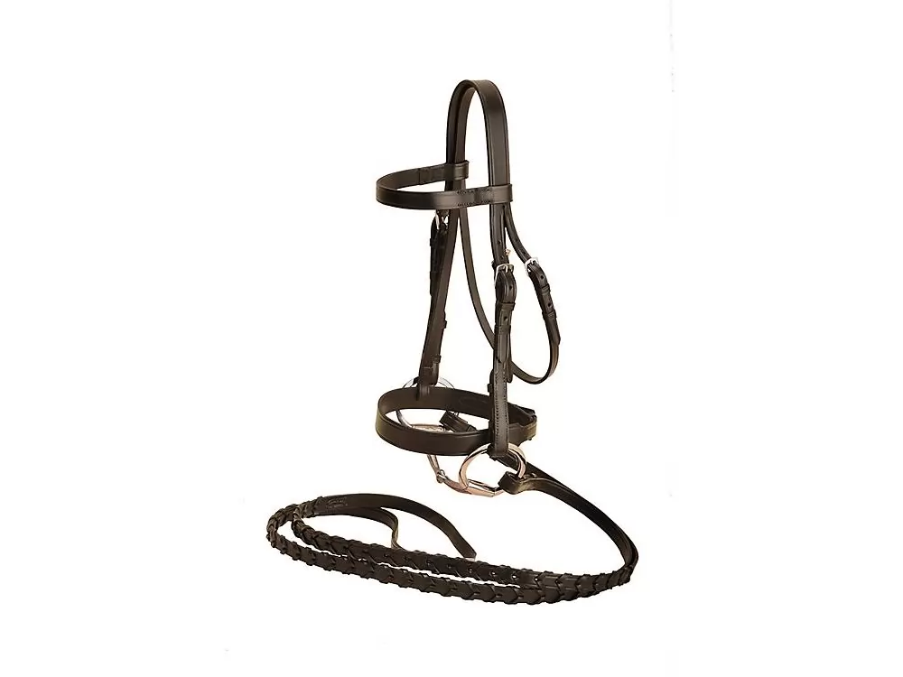 Tory Leather Heavy Duty Fox Hunt Bridle With Laced Reins & Hook & Stud Ends - Image 2