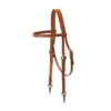 Tory Leather Brow Band Training Headstall - Nickel Snap Ends