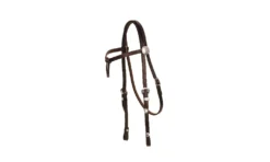 Tory Leather Brow Knot Headstall - 3-Piece Silver Buckle Set
