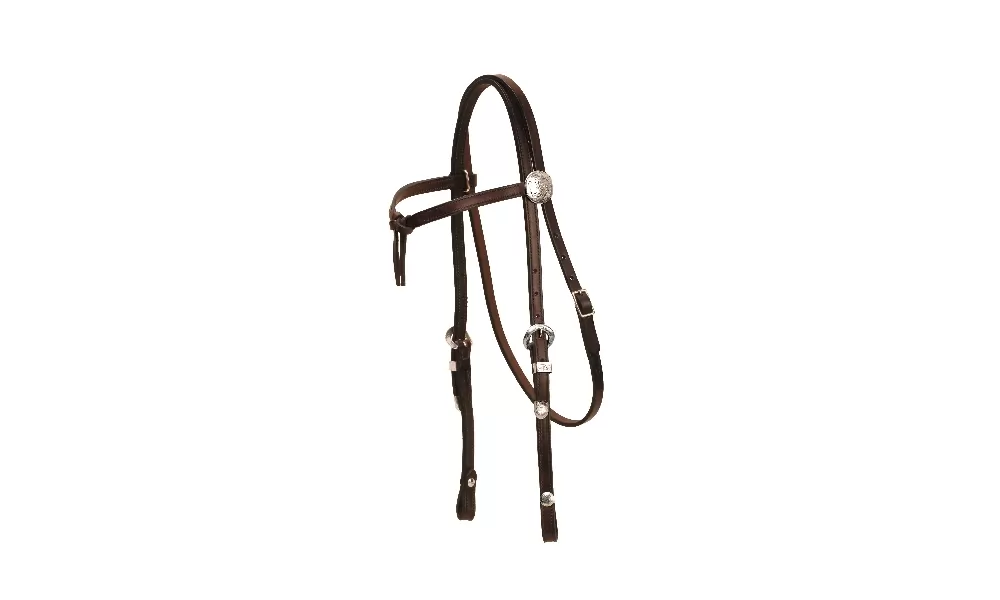 Tory Leather Brow Knot Headstall - 3-Piece Silver Buckle Set