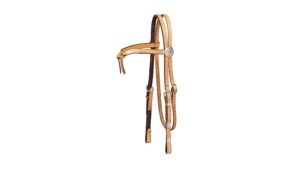 Tory Leather Brow Knot Headstall - 3-Piece Silver Buckle Set - Image 2