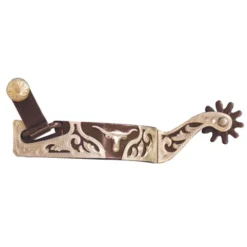 Western Show Spur With Silver Steer And Overlay