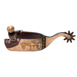 Western Show Spur With Engraved Crosses